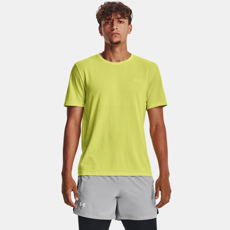 Men's  Under Armour  Seamless Stride Short Sleeve Lime Yellow / Reflective XL
